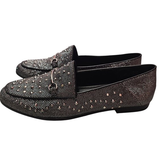Nine West Westoy Black & Silver Studded Loafers Size 9M - Picture 2 of 12
